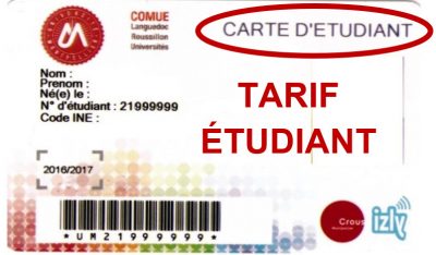 carte tarif etudiant